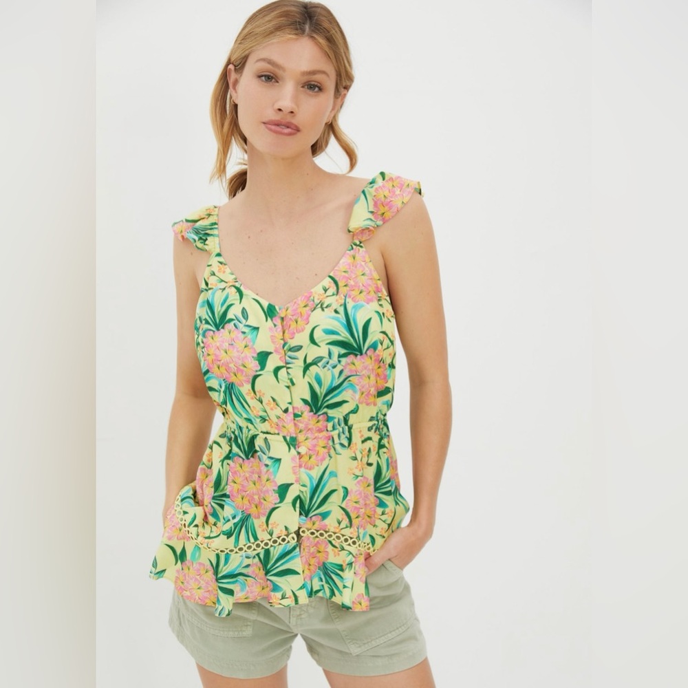 Farm Rio by Anthropologie Floral PeplumTop